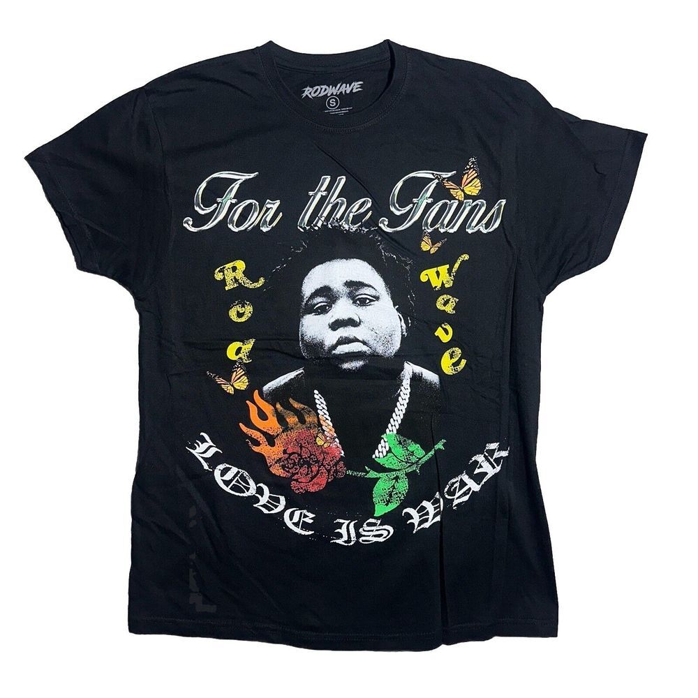 NEW - Rod Wave "For The Fans" Love Is War Tour Merch Shirt - Adult S - Black